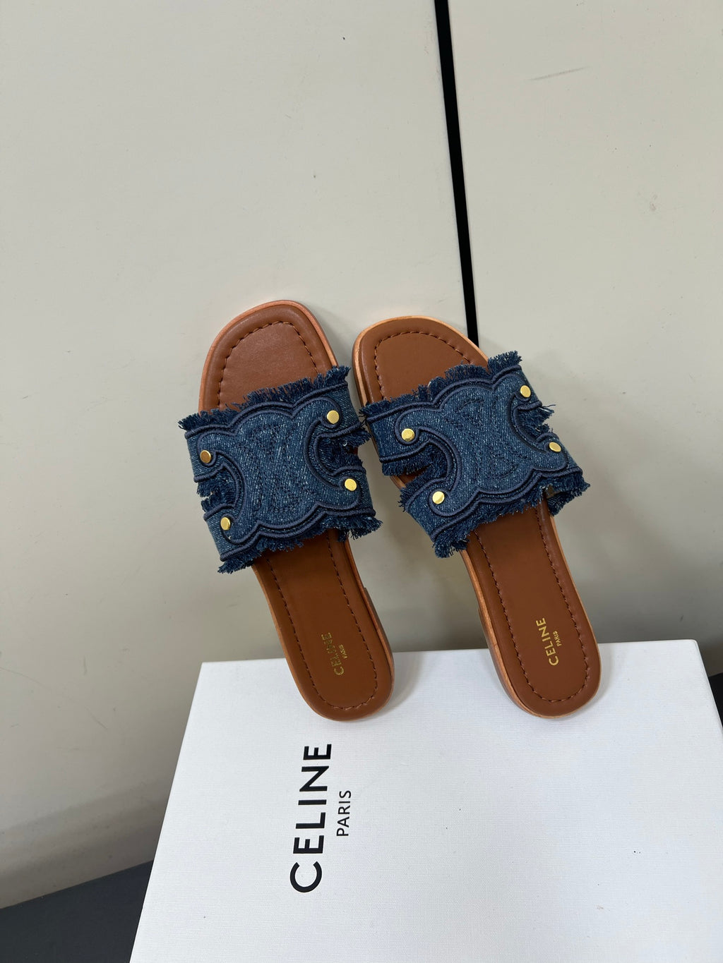 Blue Marina Fringed Mule In Denim