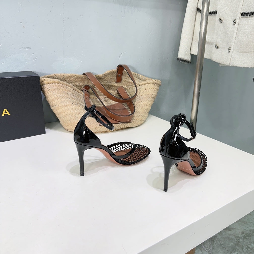 Black High Fishnet Pumps