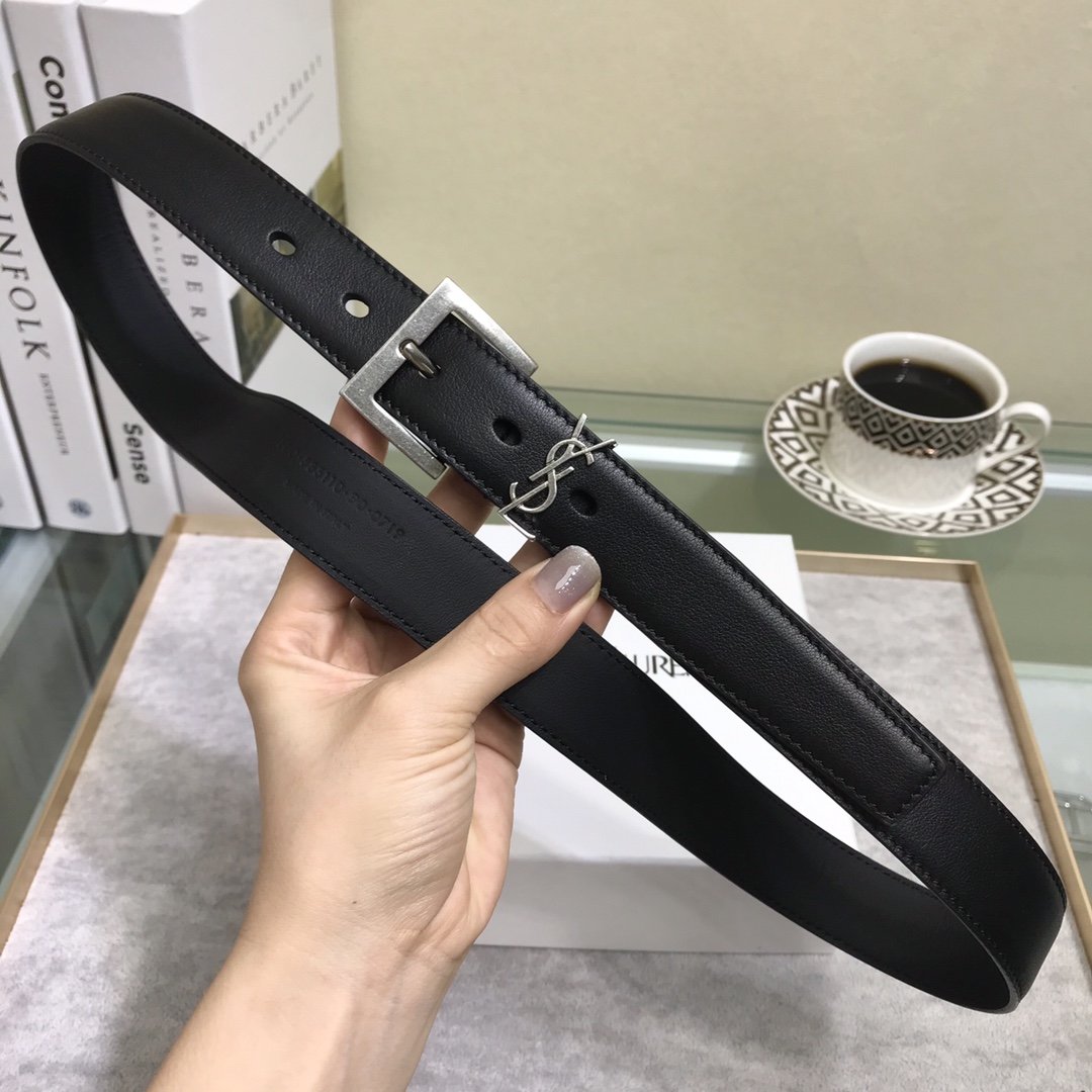 Silver embellished leather belt