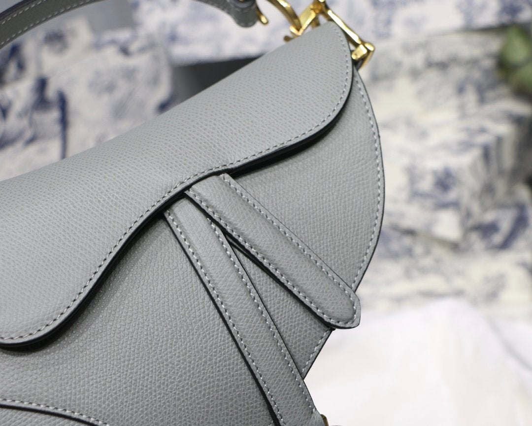 Gray stone DS grain calfskin bag