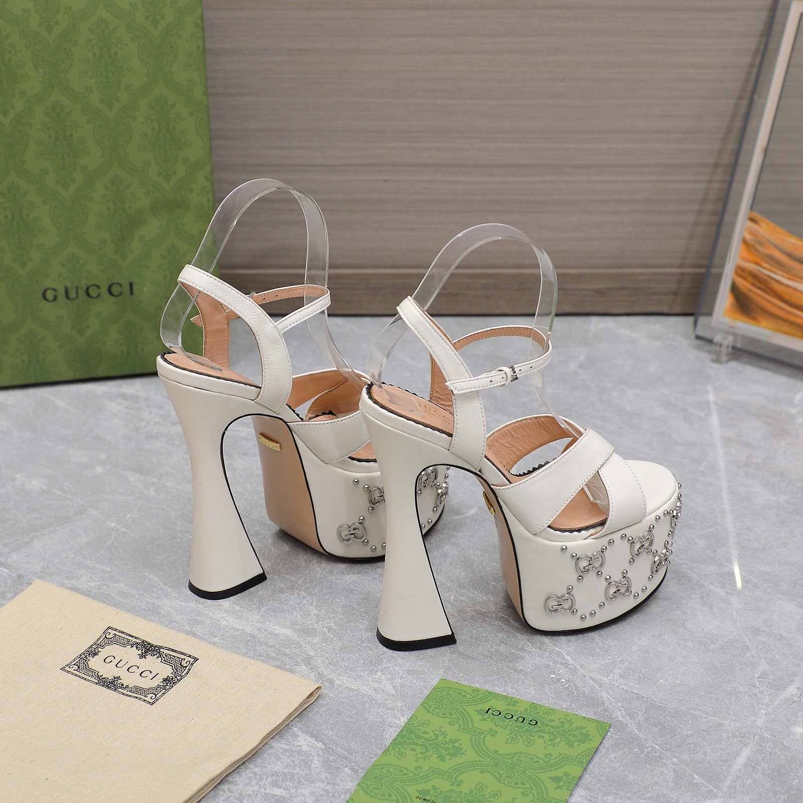 White interlocking studs sandal