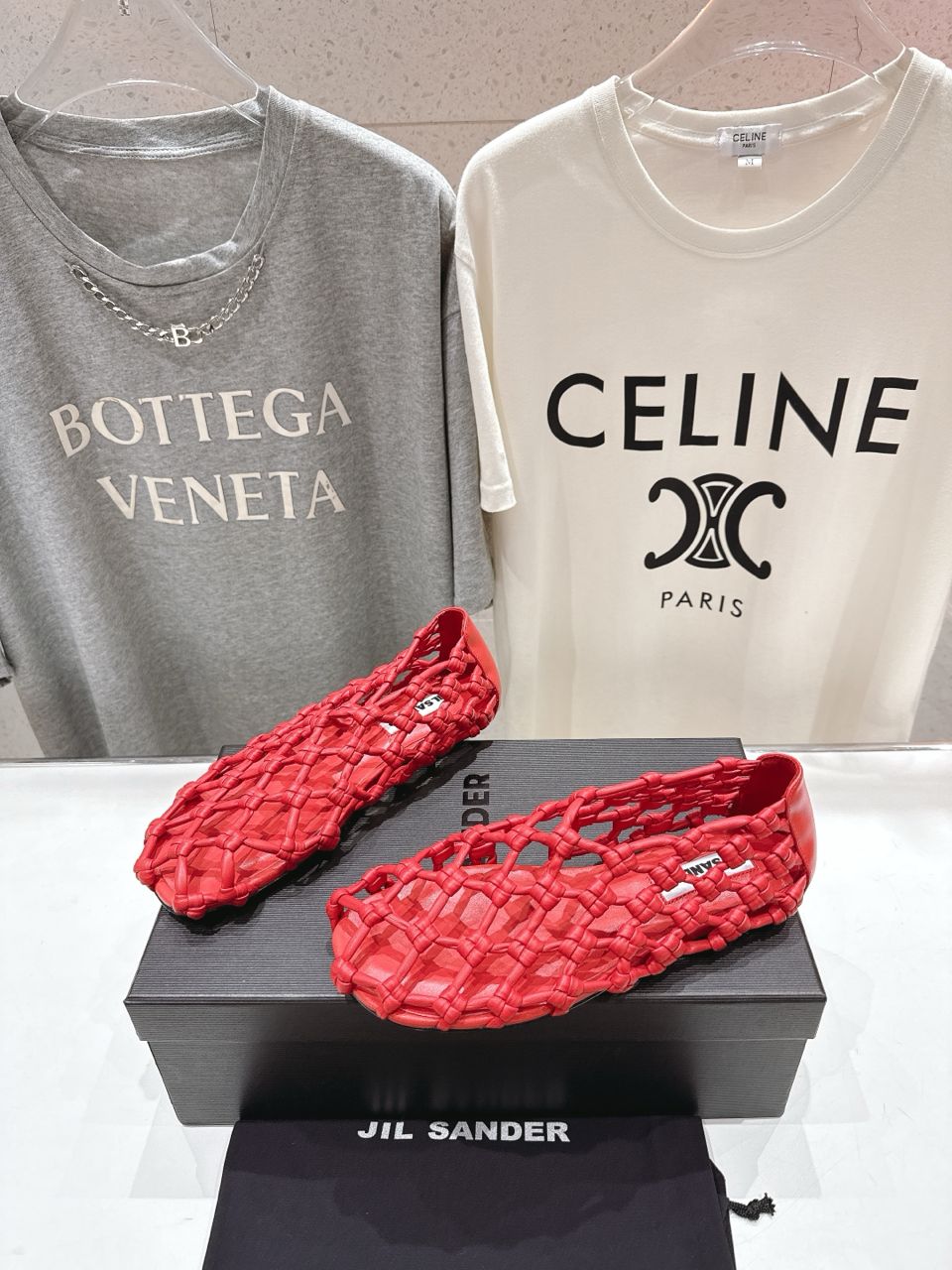 Red Knotted Leather Flats