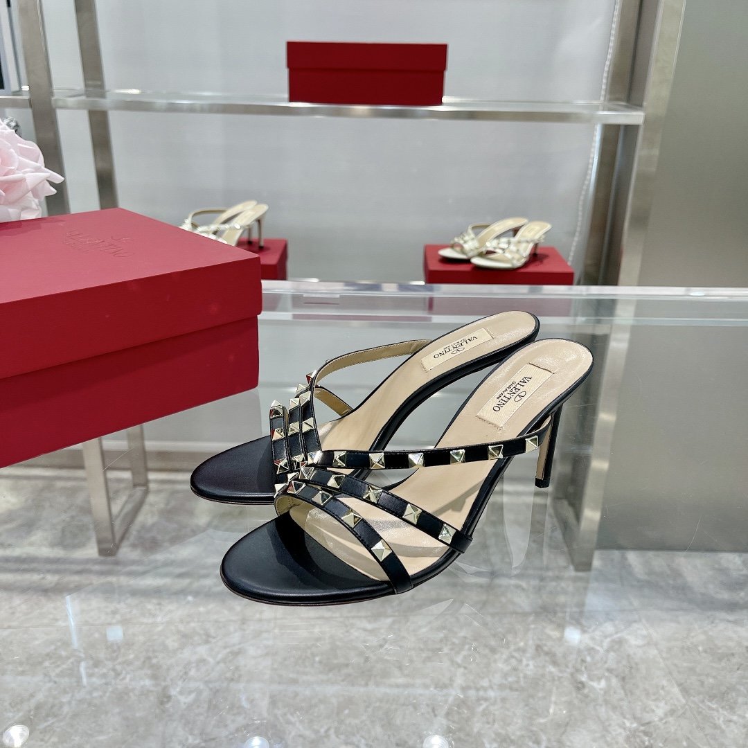 Black VR 80mm mule sandal