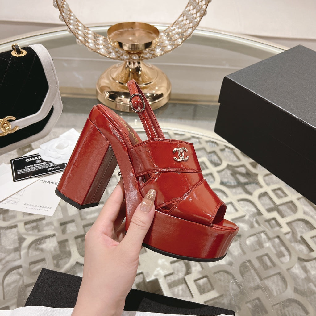 Dark Red C Patent Sandals