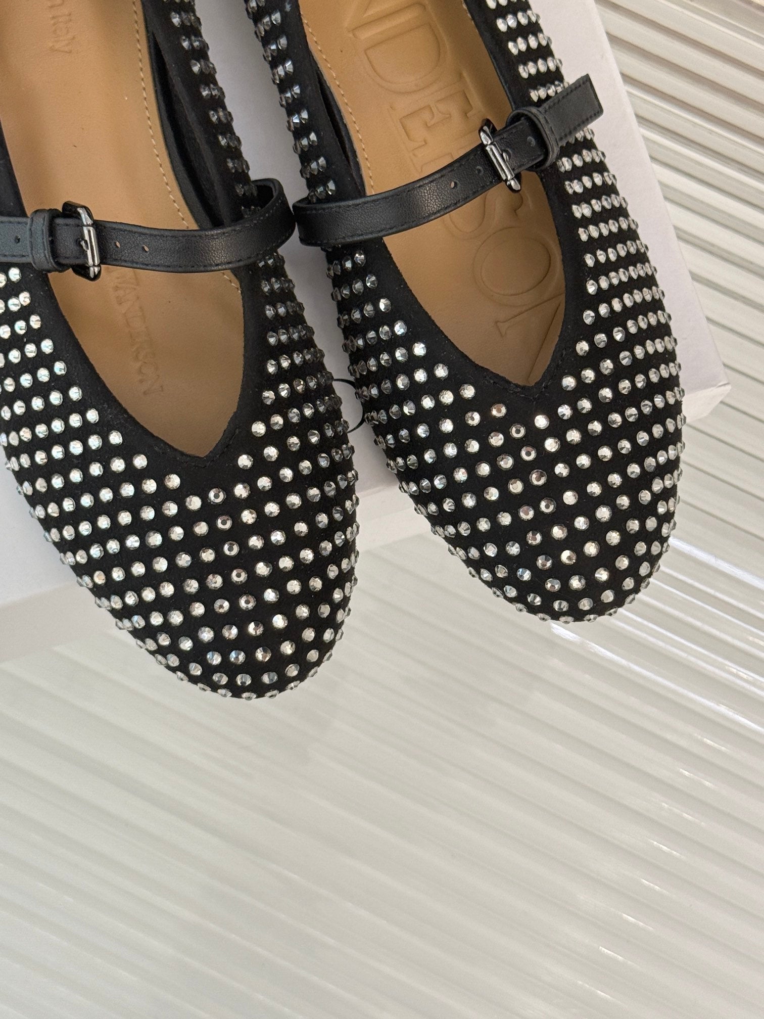 Black Ballerinas With Crystals