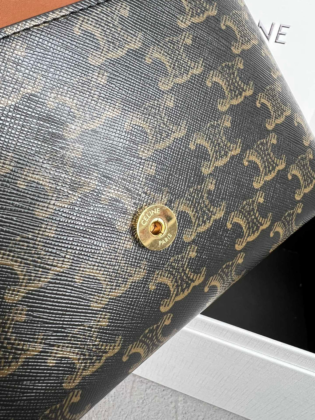 Tan Teen CV Bag With Gold Finishing