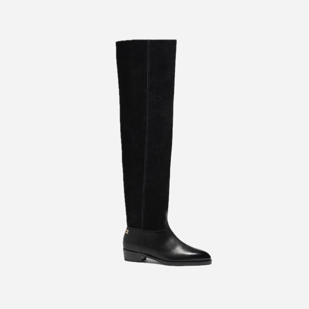 Black Velvet Thigh Boots