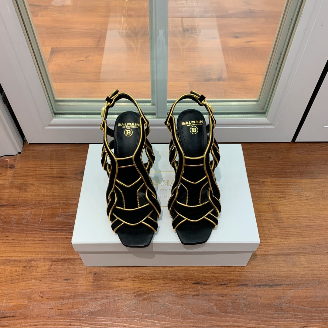 Black & gold BU strappy sandals