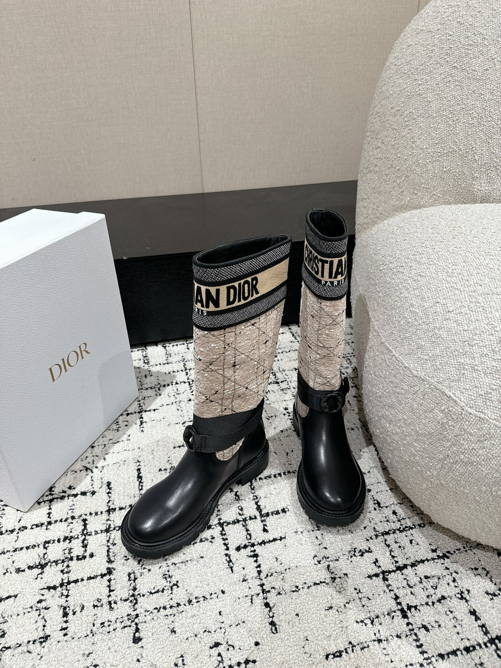 Beige & Black DM Boot