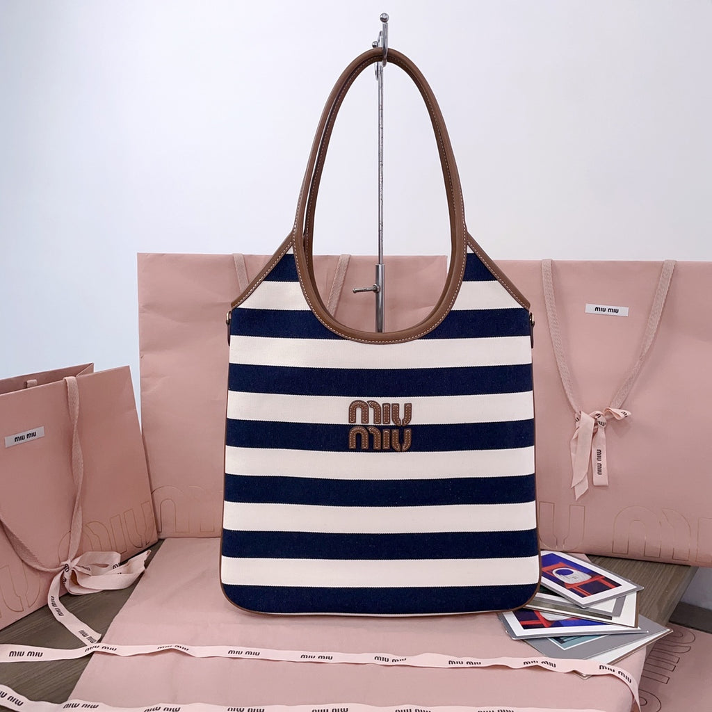 Blue/Beige IVY Canvas & Leather Bag