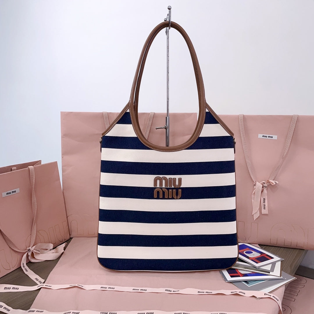 Blue/Beige IVY Canvas & Leather Bag