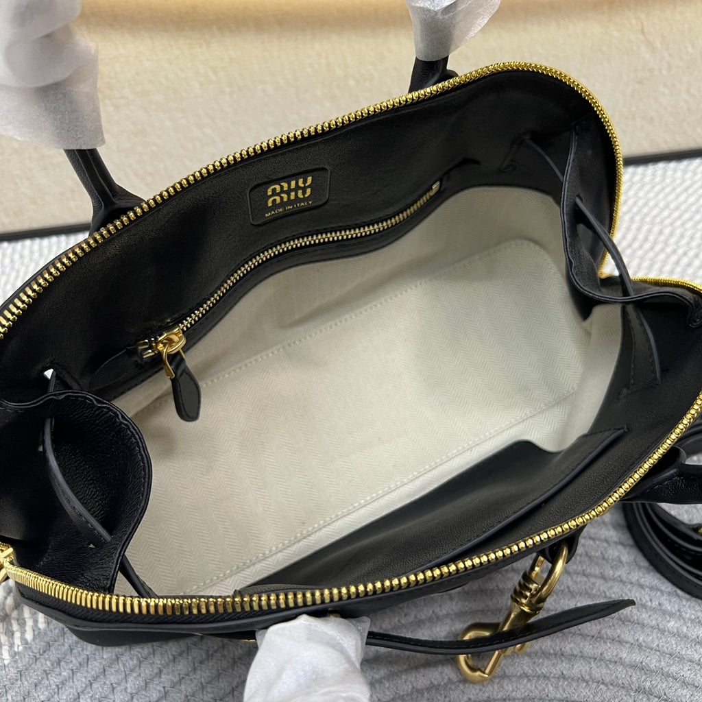 Black Aventure Leather Top-Handle Bag