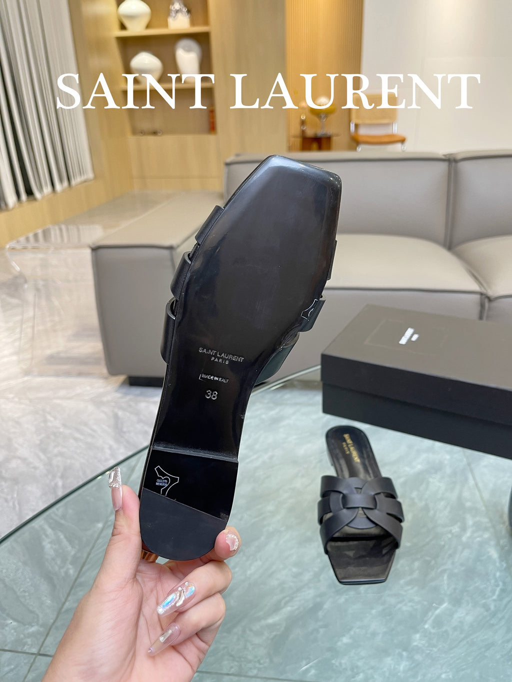 Black YT Mules In Leather