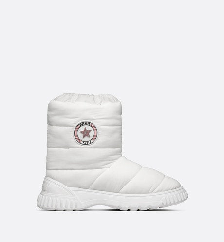 White DF quilted nylon ankle boot