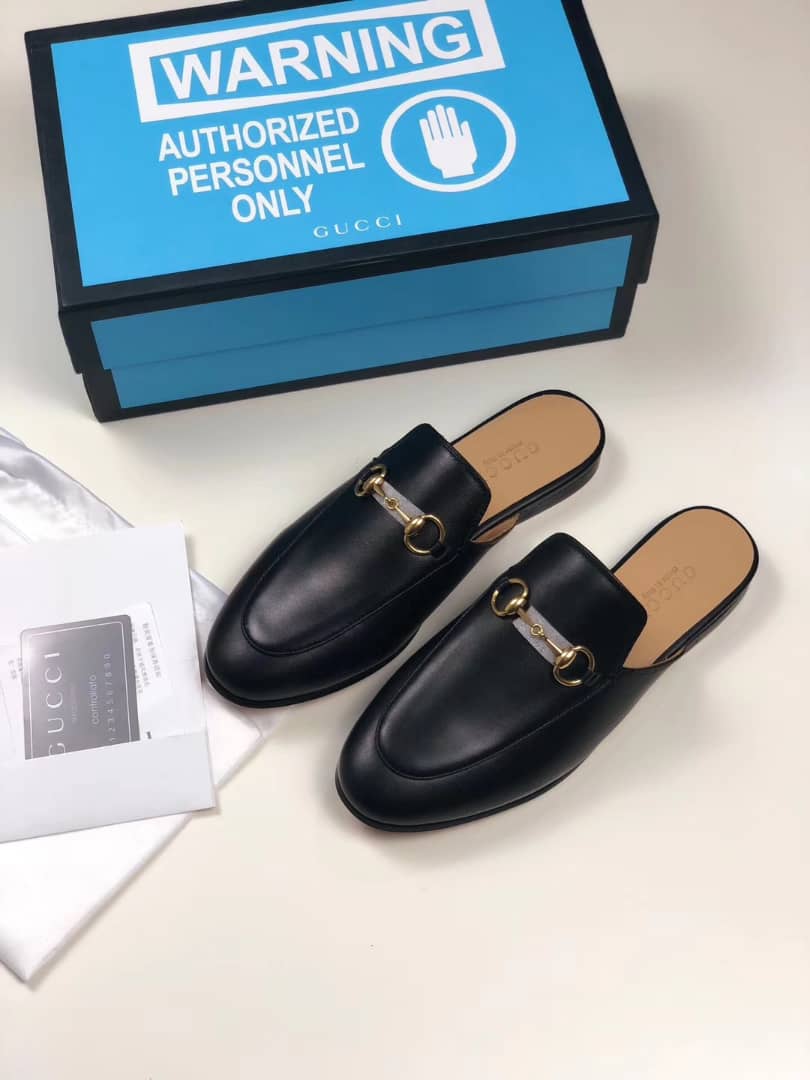 Black GP leather slippers