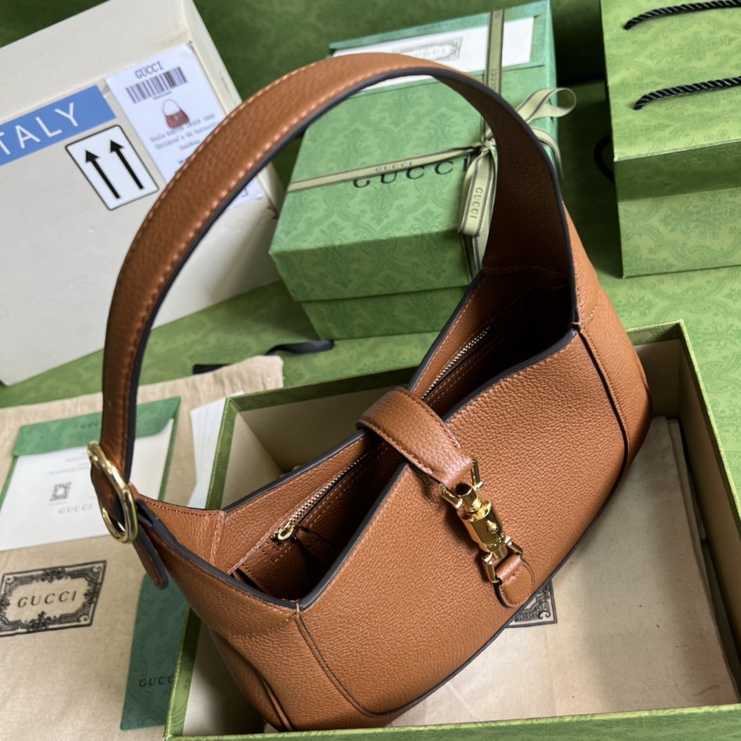 Cuir brown GJ 1961 small natural grain bag