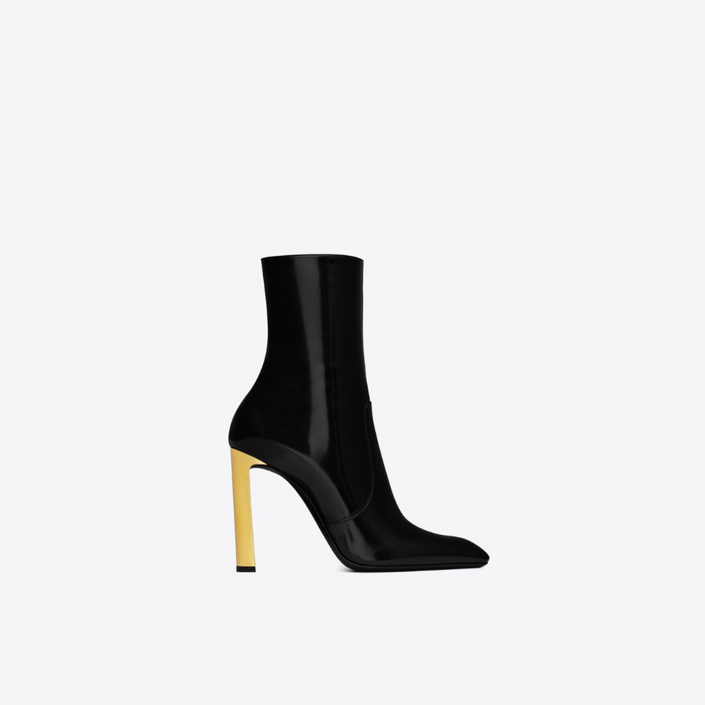 Black YA Ankle Boots In Glazed Leather