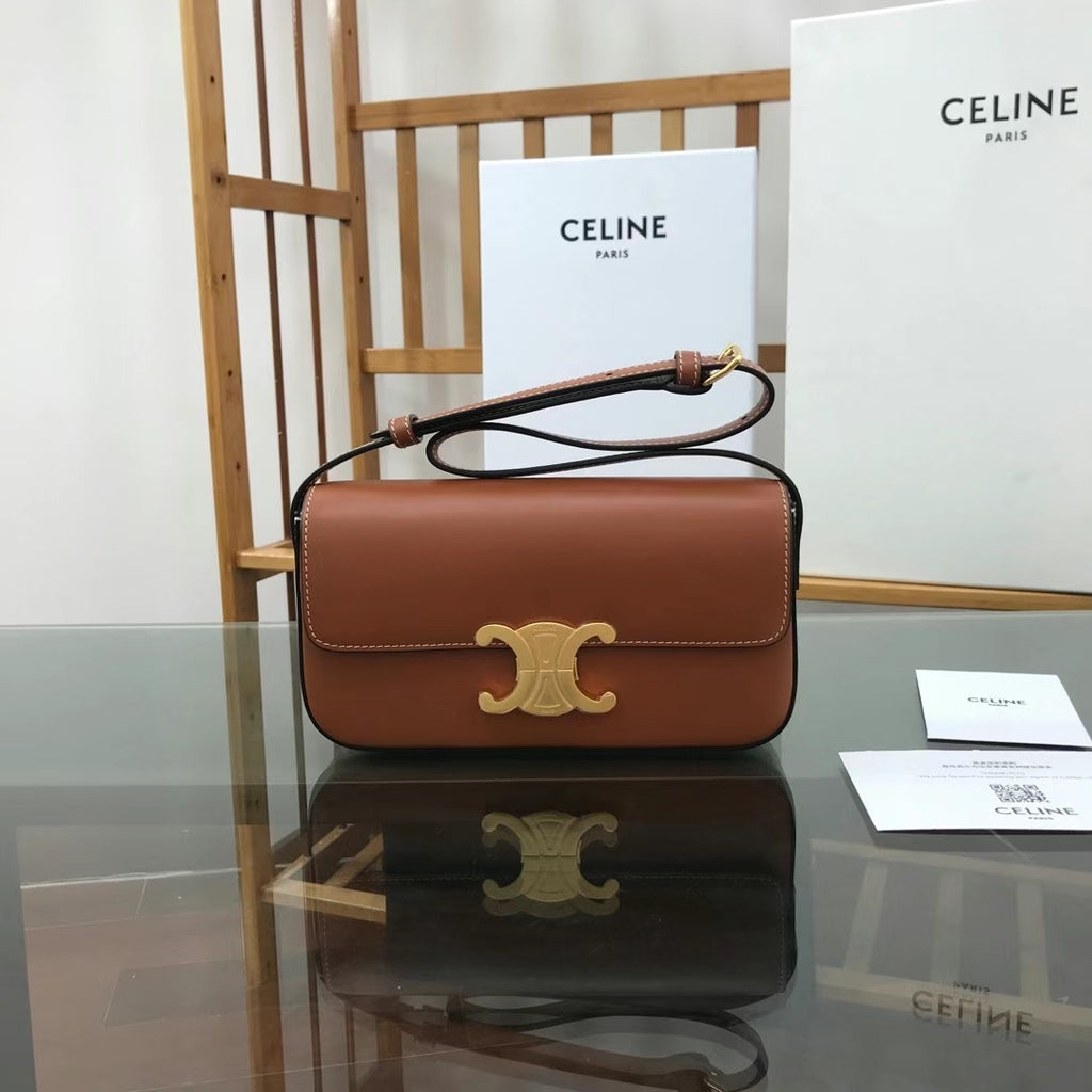 Tan triomphe shoulder bag
