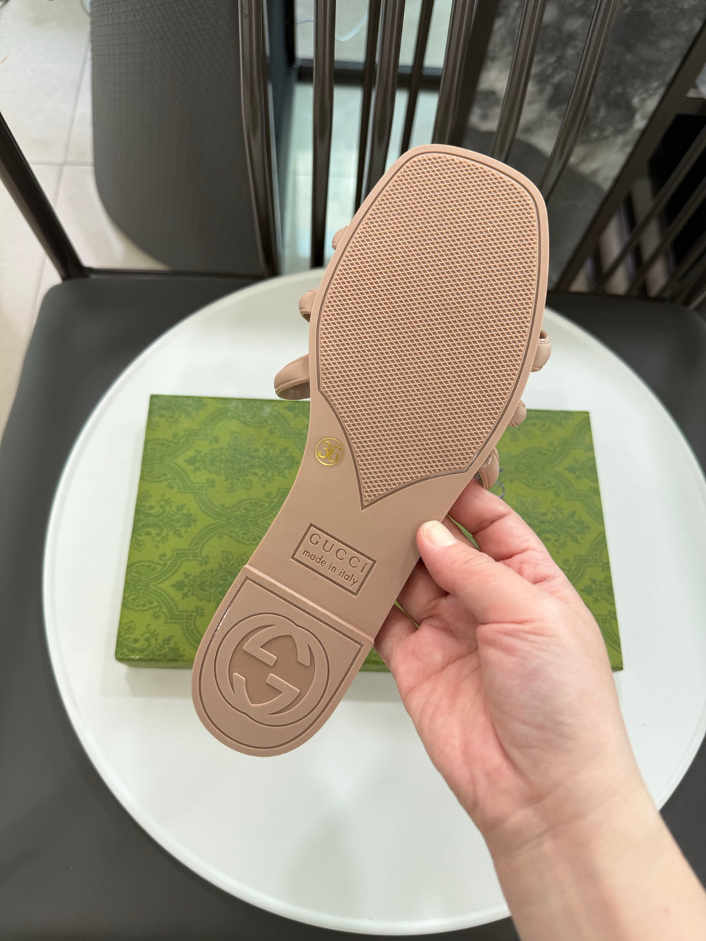 Light Beige Interlocking G Slide Sandal