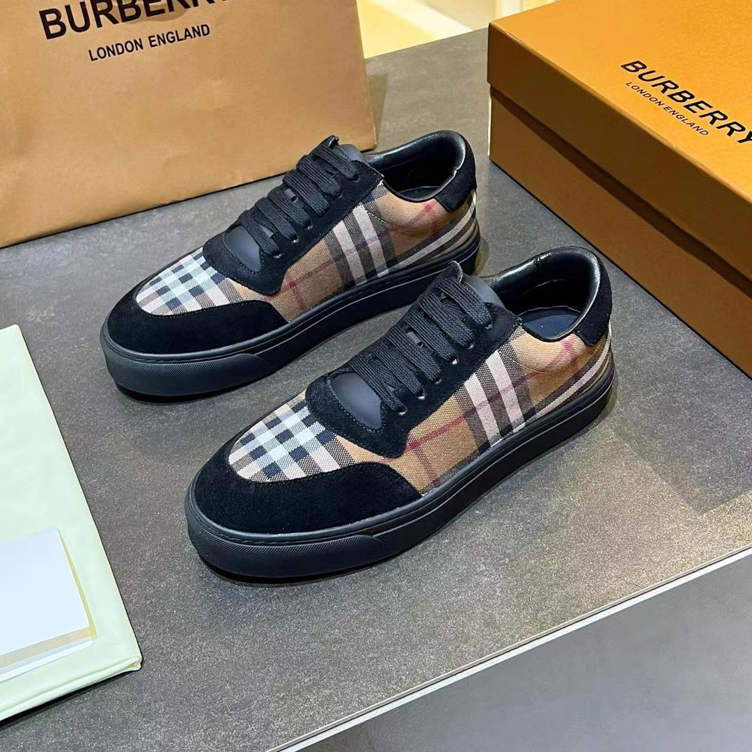 Women's Birch Brown Vintage Check Cotton and Suede Sneakers