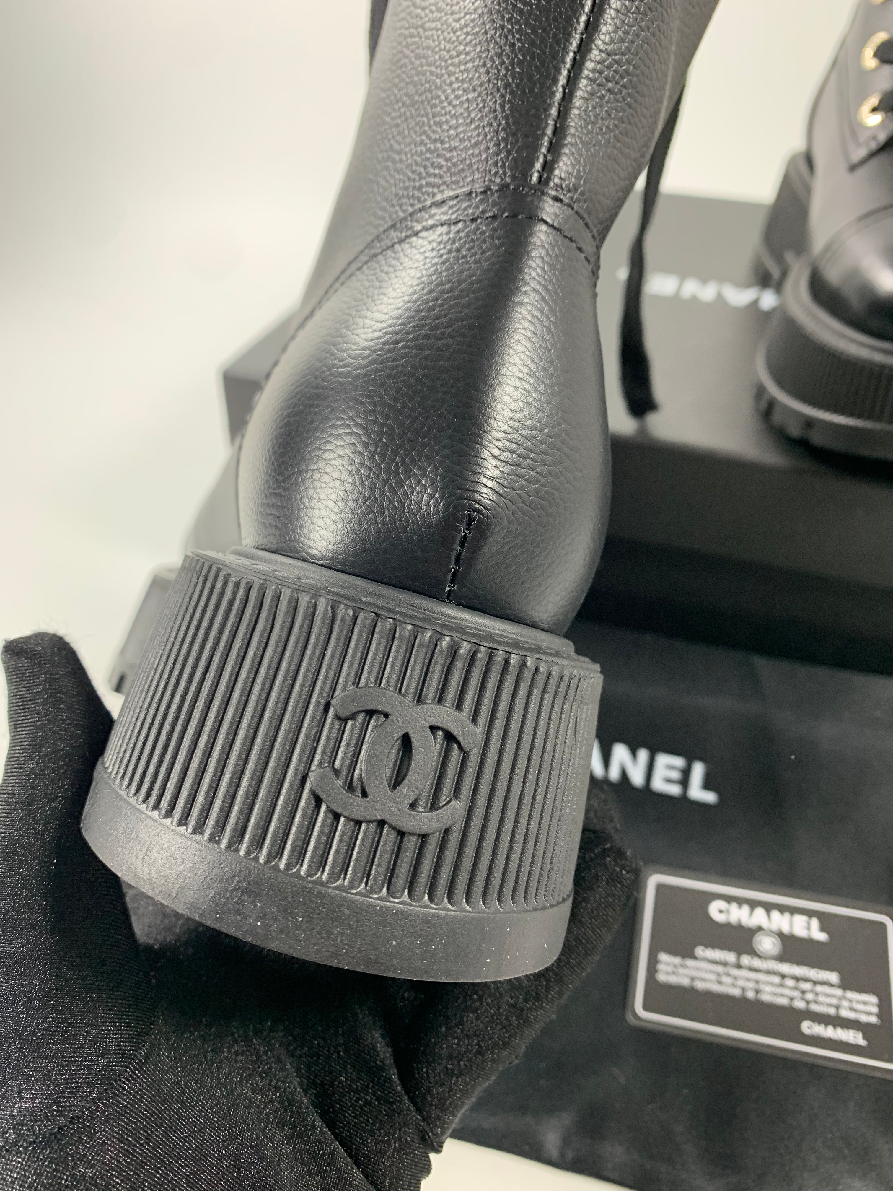 Black C Leather Ankle Boots