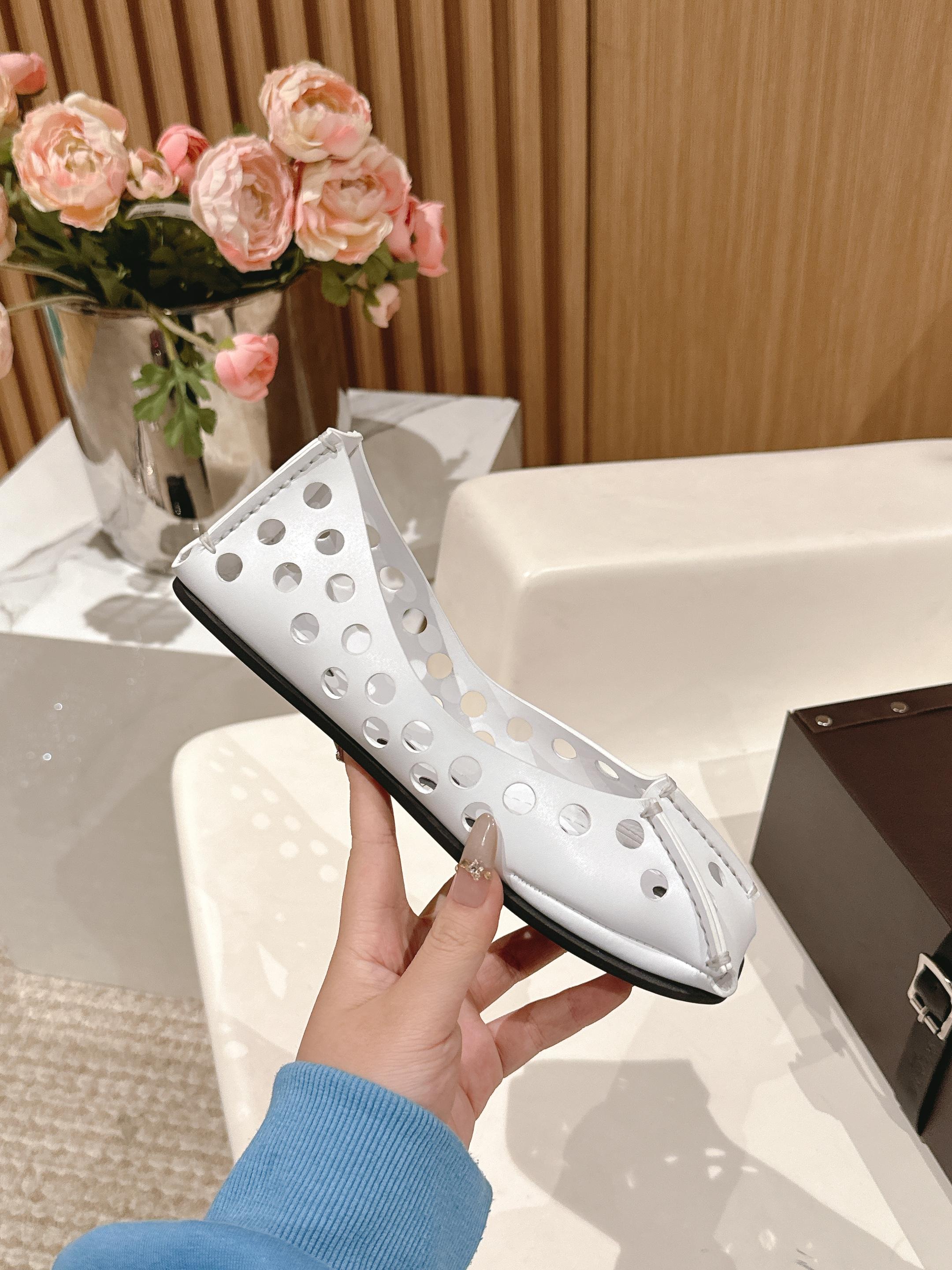 White Perfo Ballet Flats