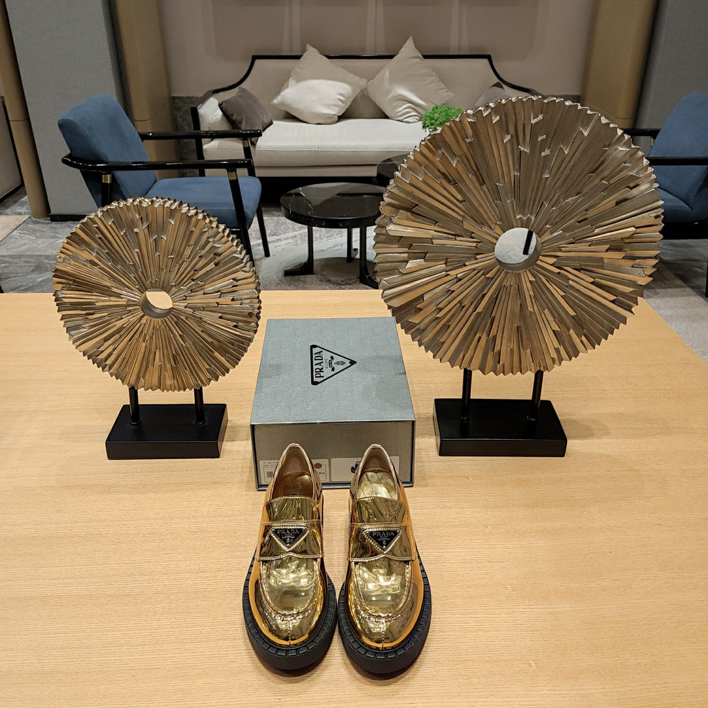 Platinum Metallic leather loafers