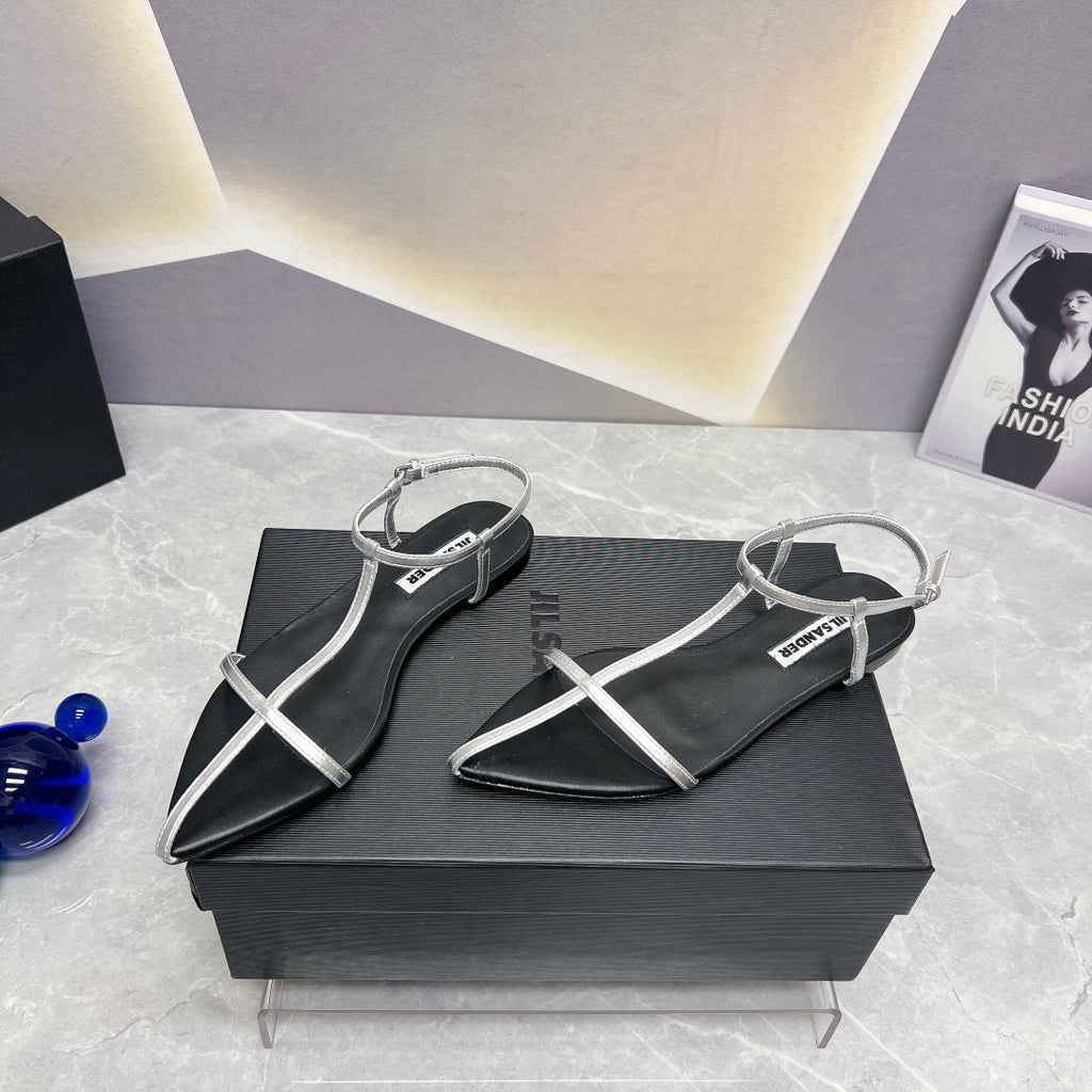 Silver JS Flat Sandals