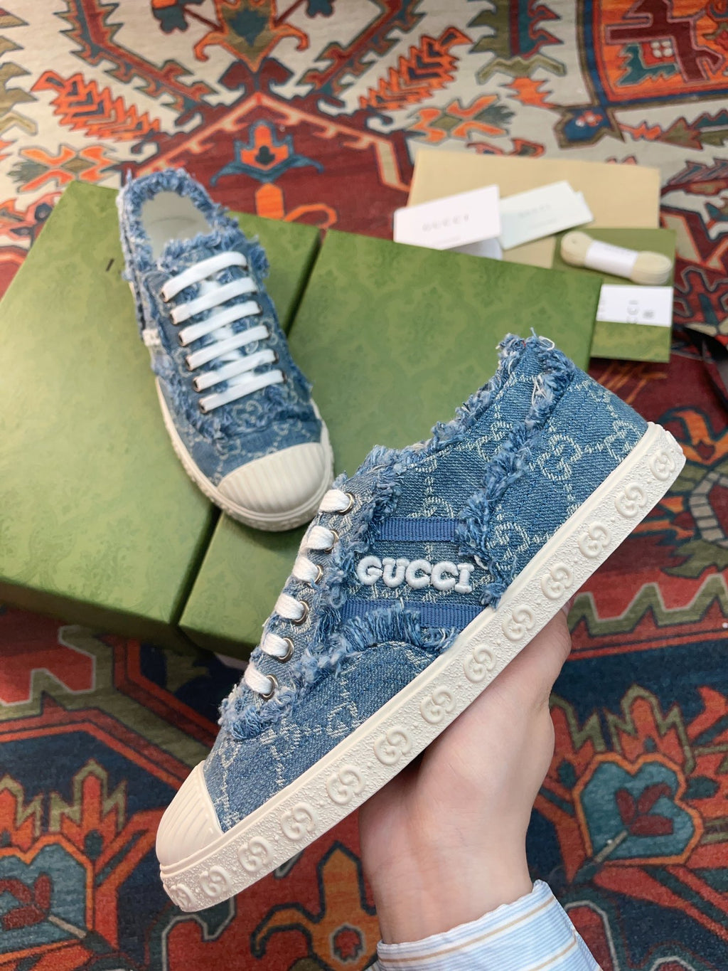 Men's Light Blue GG Denim Sneaker