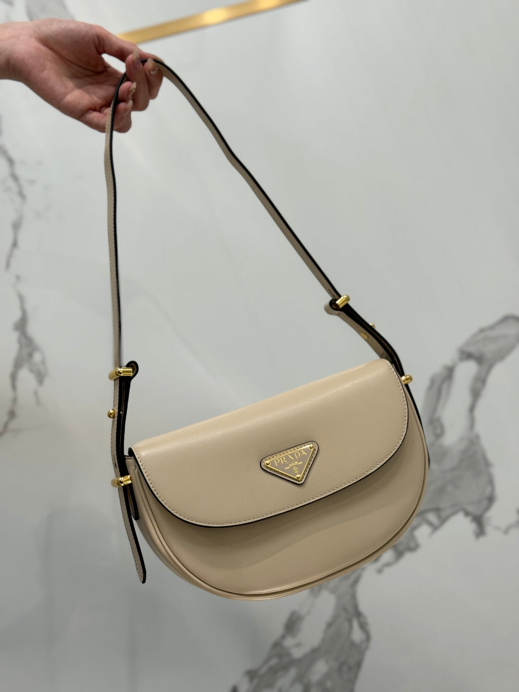 Travertine PA Leather Shoulder Bag With Flap