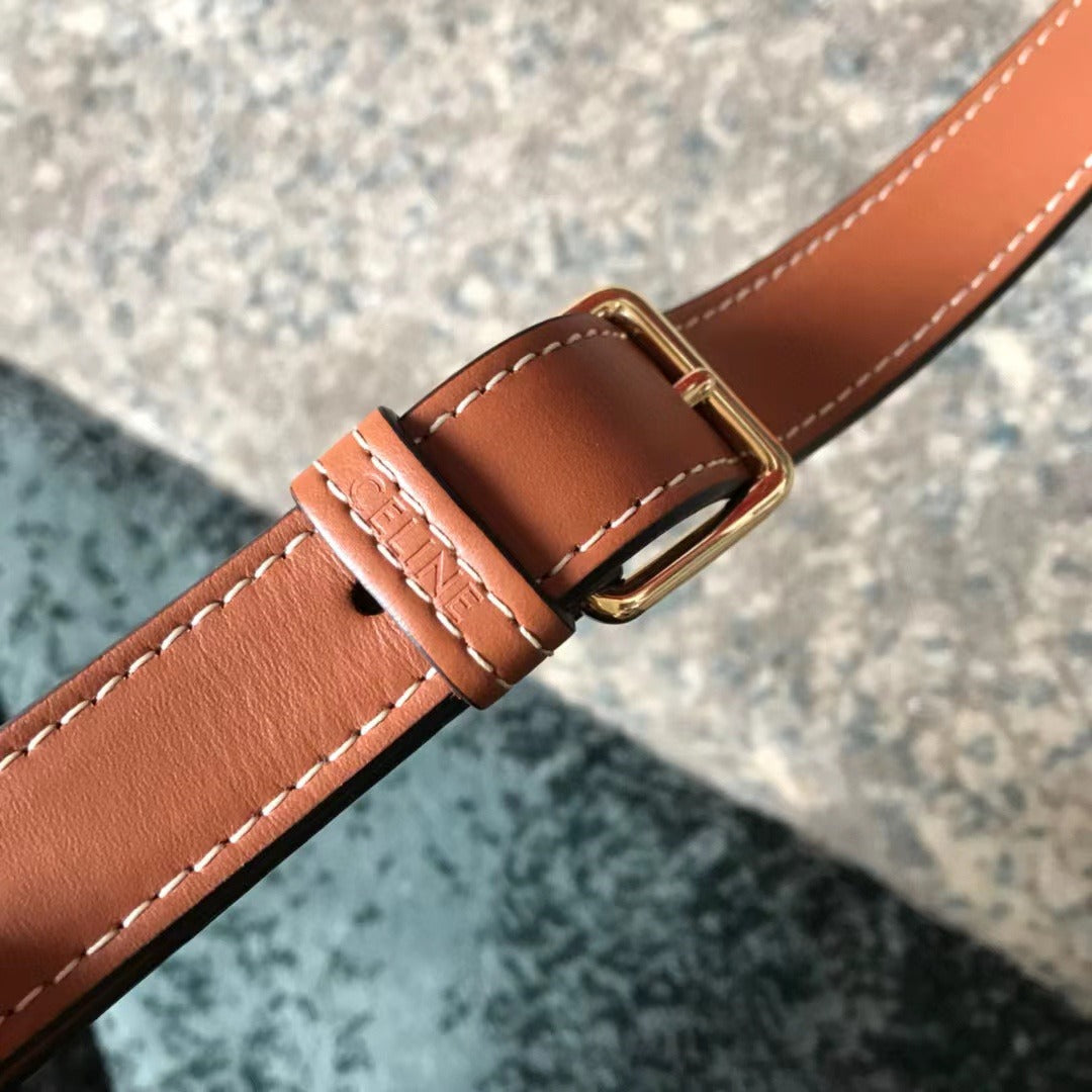 Tan C medium bucket bag