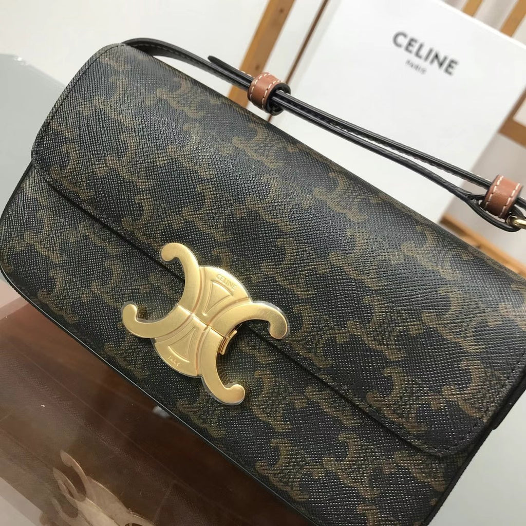 Tan triomphe shoulder bag