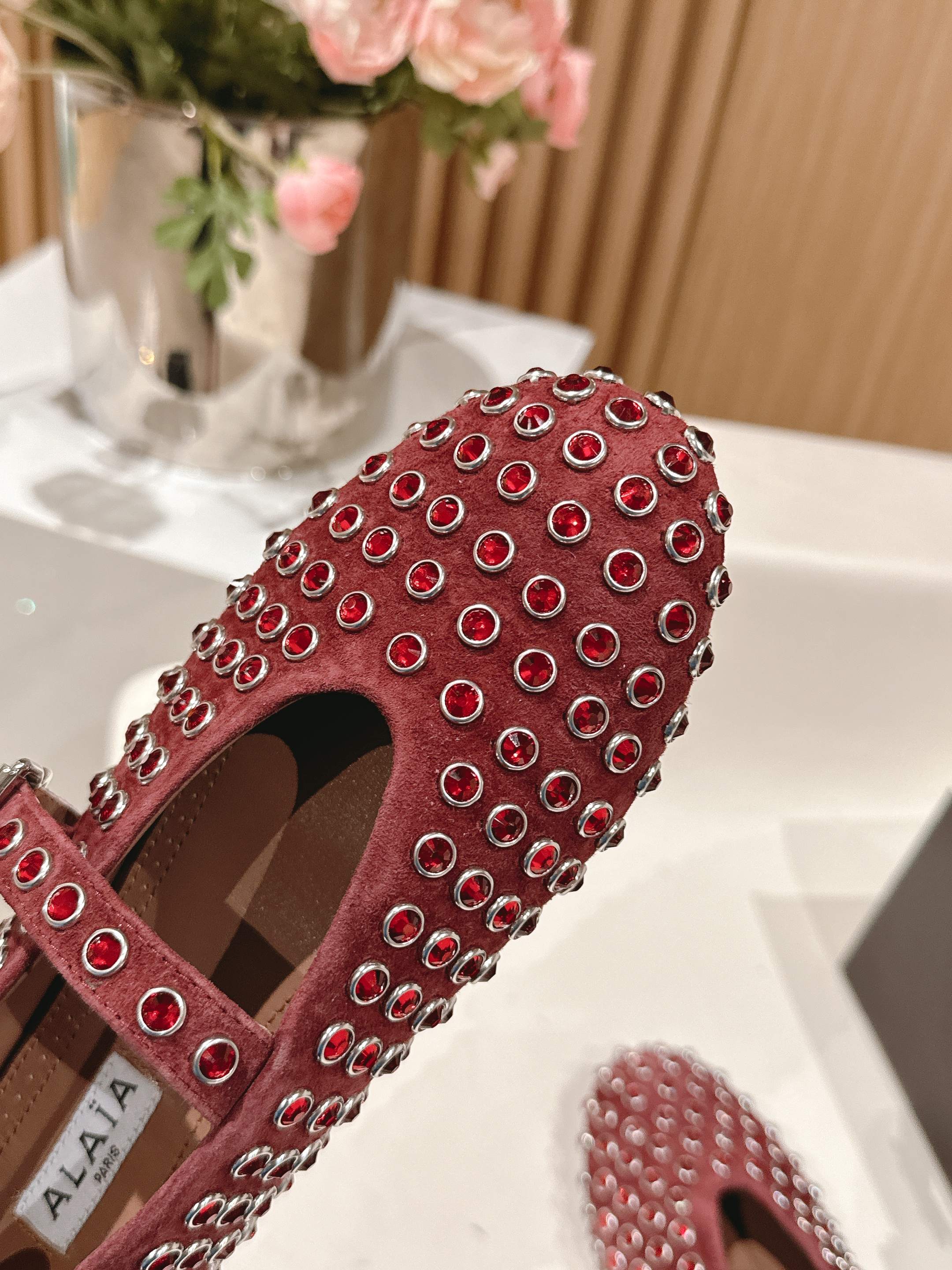 Red Strass Ballet Flats