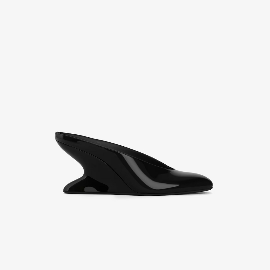Black Curve Wedge Mules