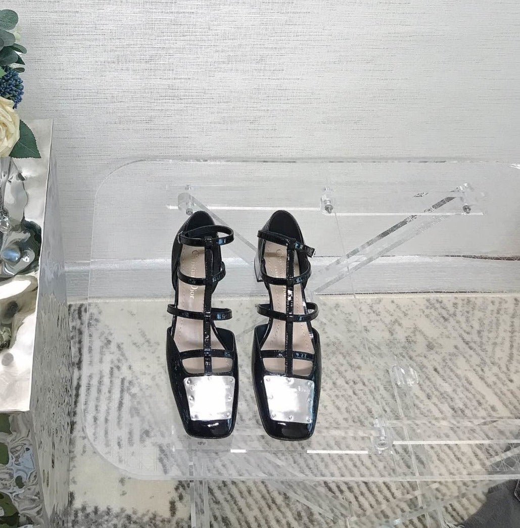 Black patent LP ballerina flat