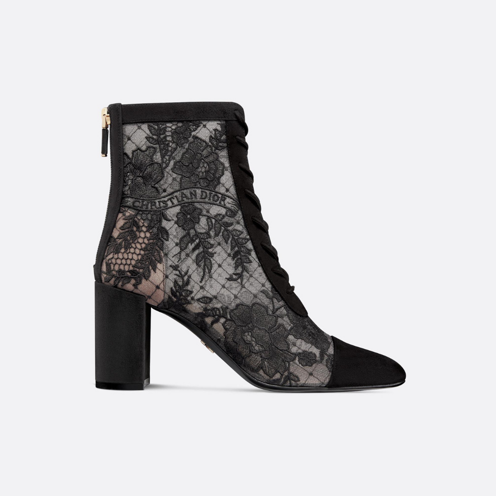 Black Mesh & Suede ND Heeled Ankle Boot