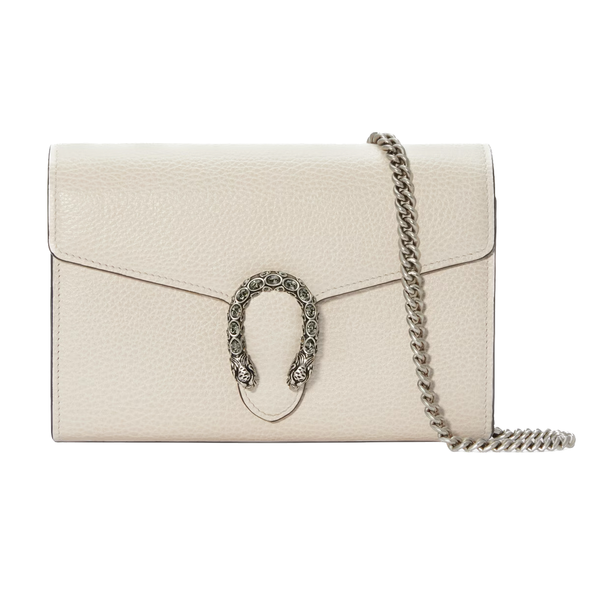 White DG mini leather chain wallet