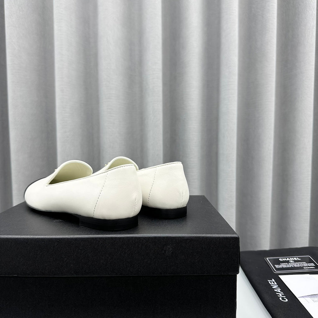 White & Black CC Moccasins