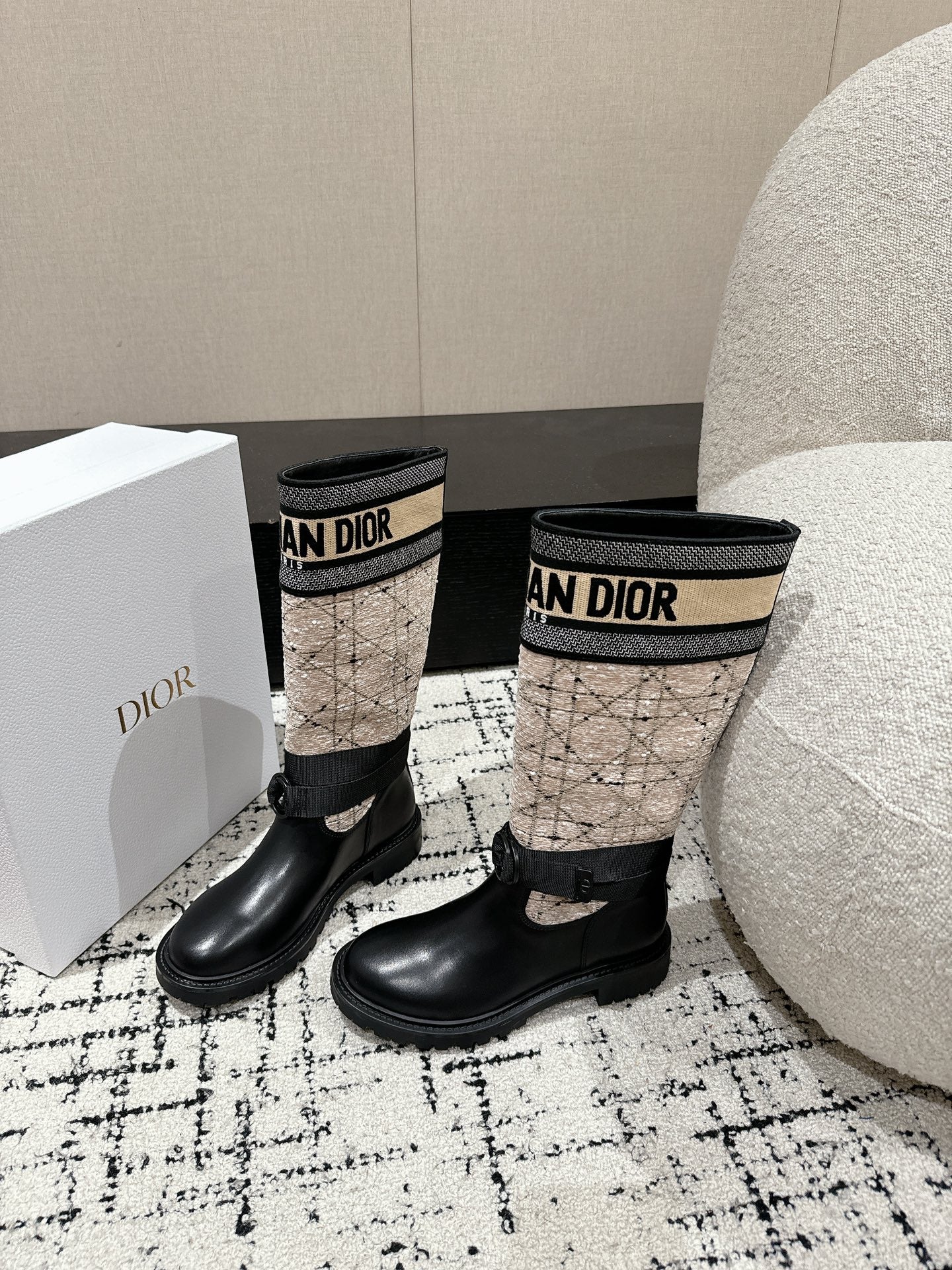 Beige & Black DM Boot