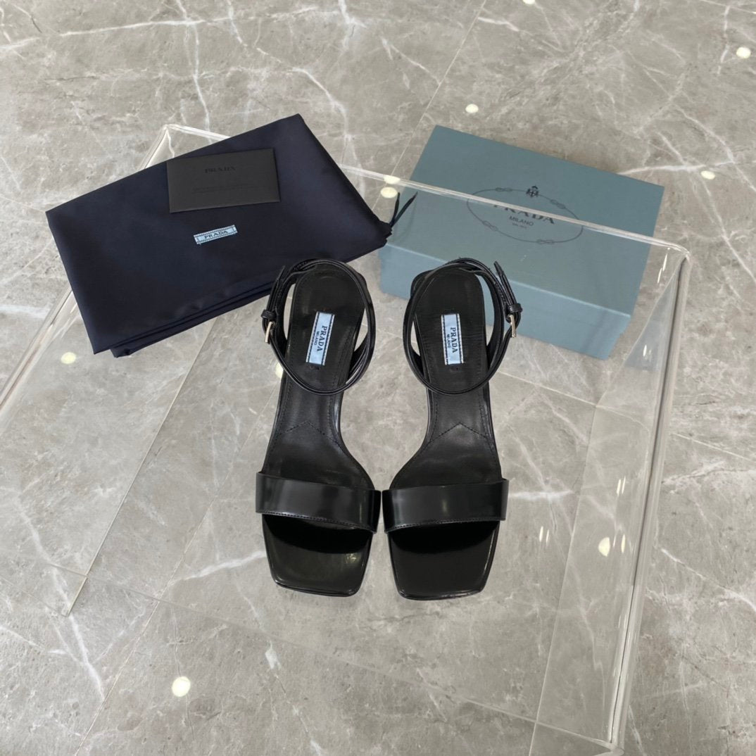 Black PR brushed leather sandals