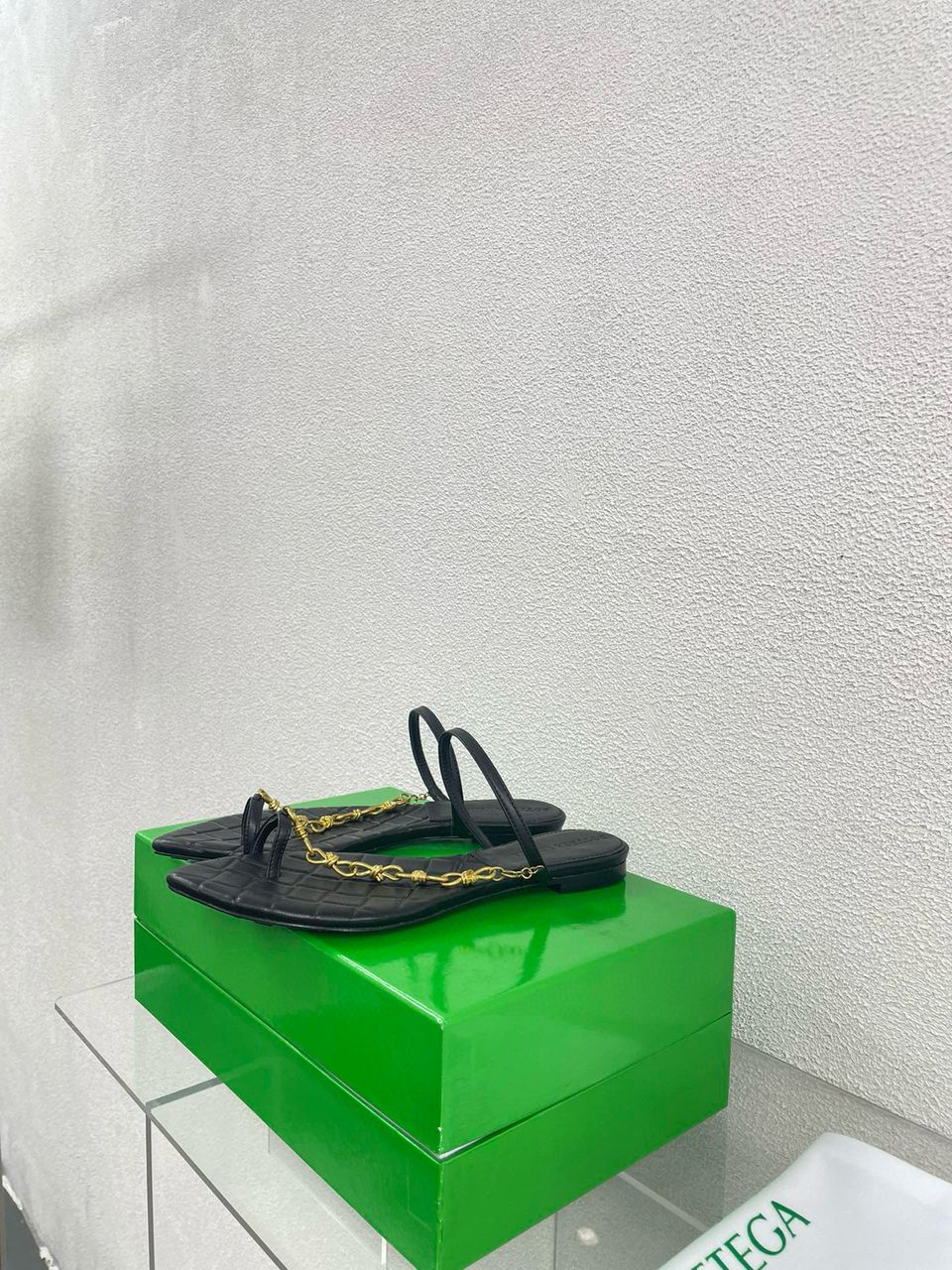 Black Leaf Flat Sandal