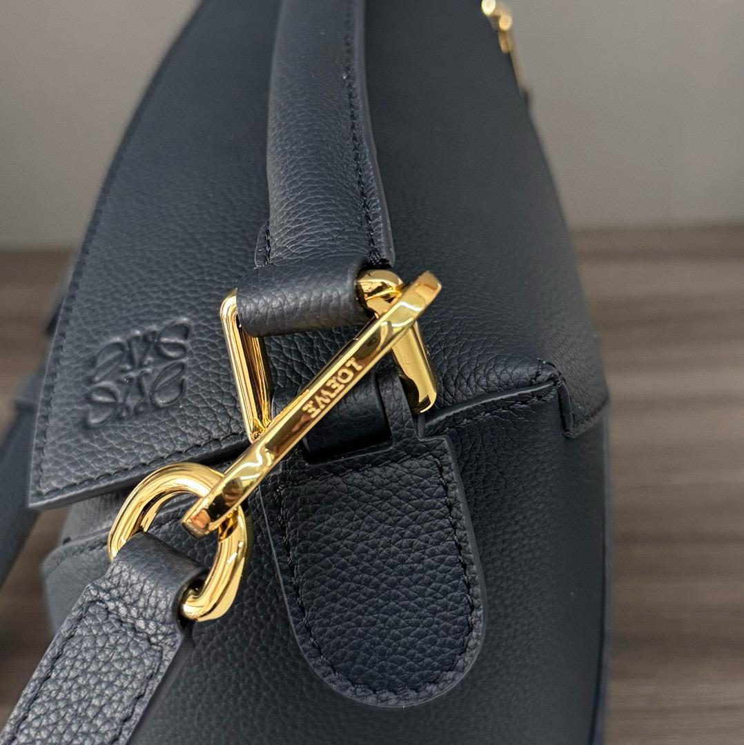 Deep Navy LP Small Leather Shoulder Bag