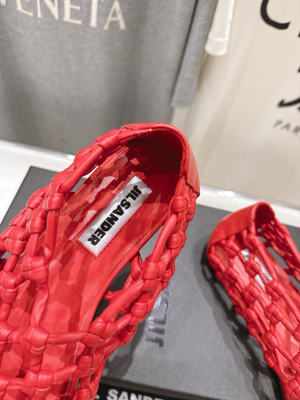 Red Knotted Leather Flats