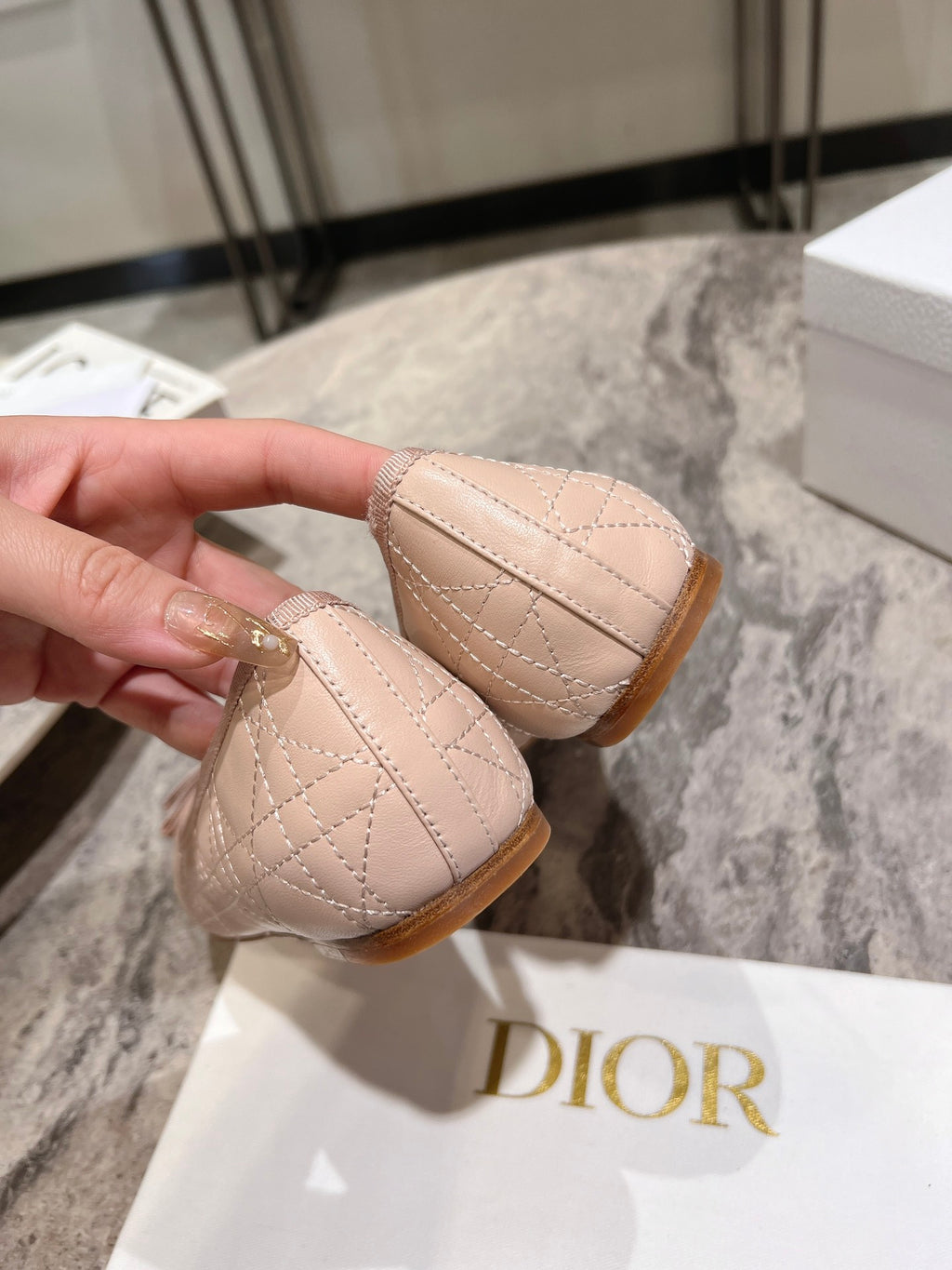 Nude Quilted Ballet Flat