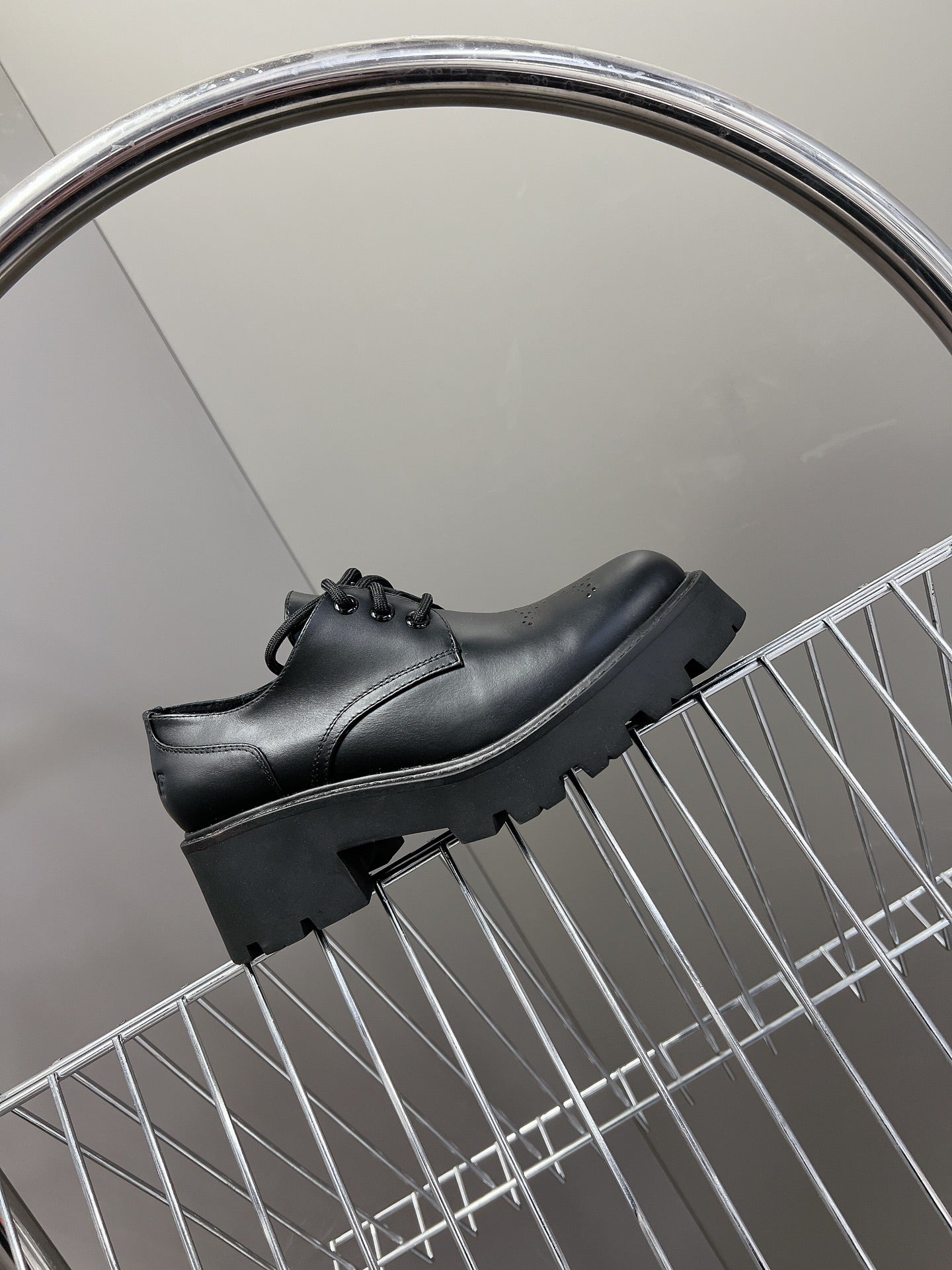 Black Leather Derby Loafers