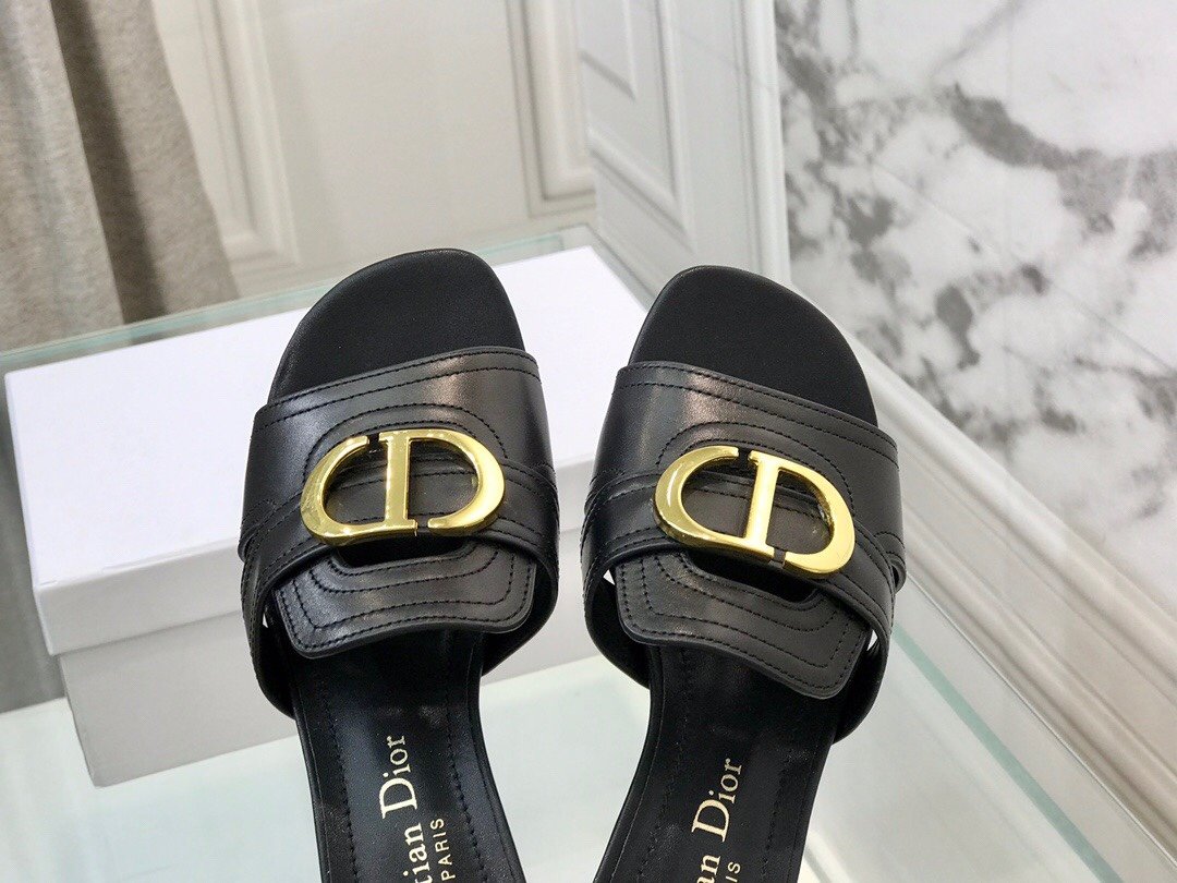 Black 30M heeled slide mule