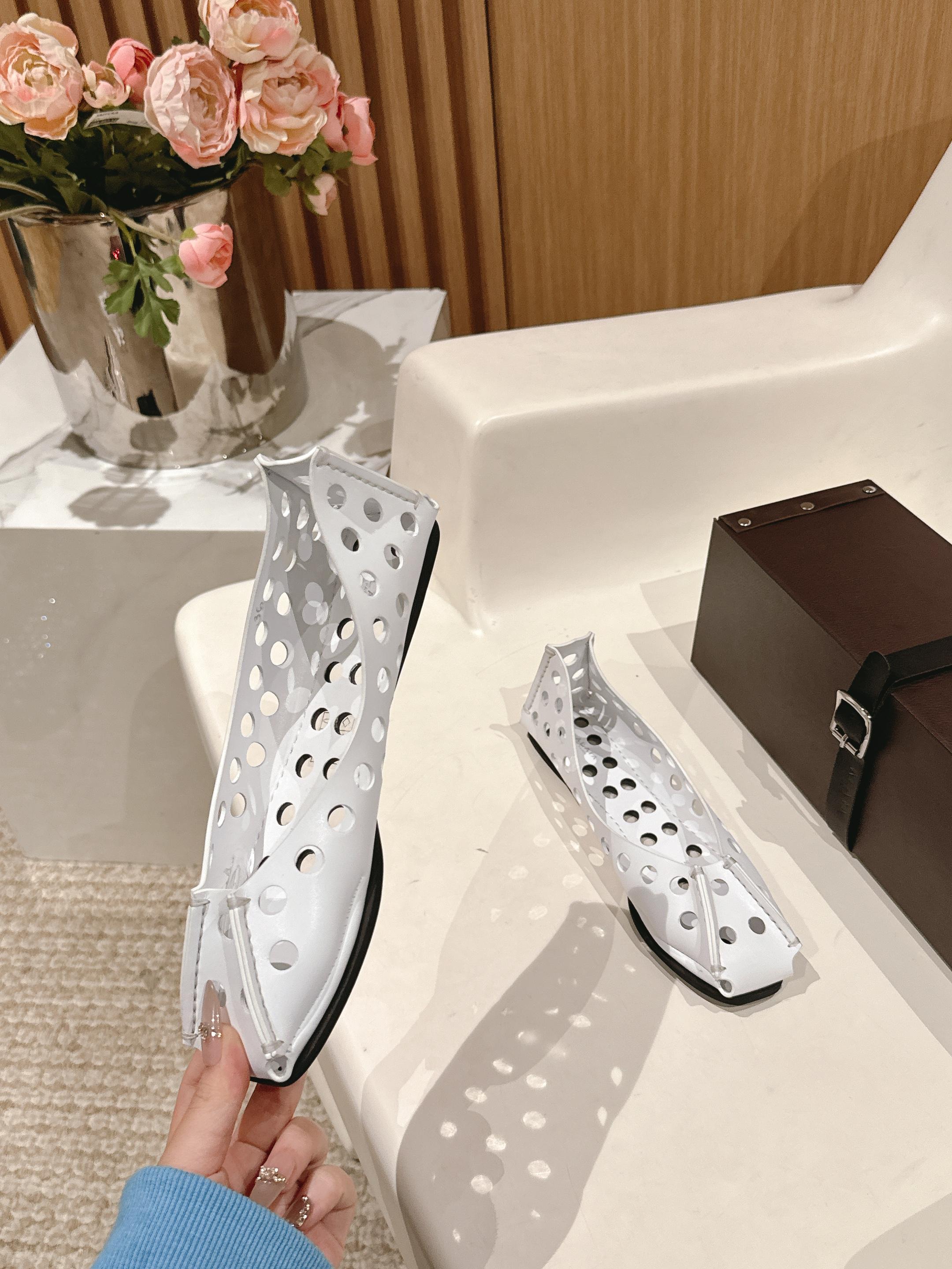 White Perfo Ballet Flats