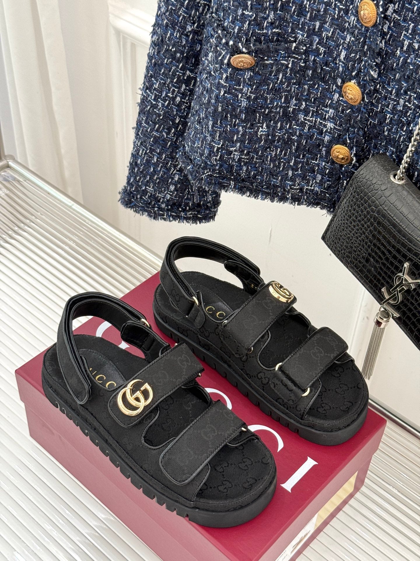 Black Sandal With Double G