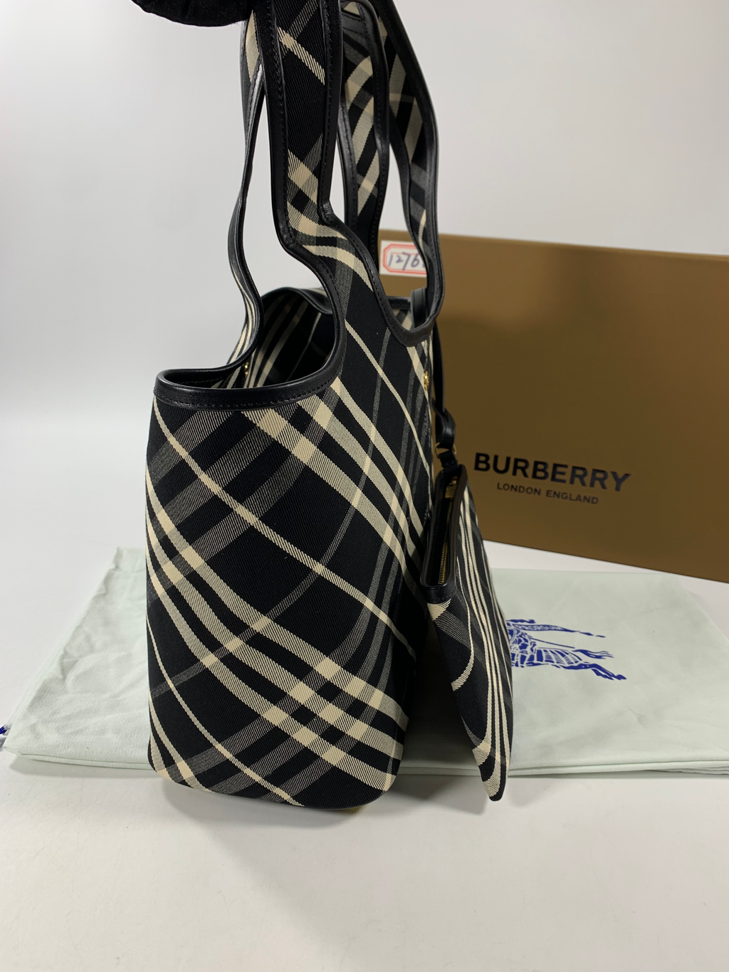 Black Small Check Tote