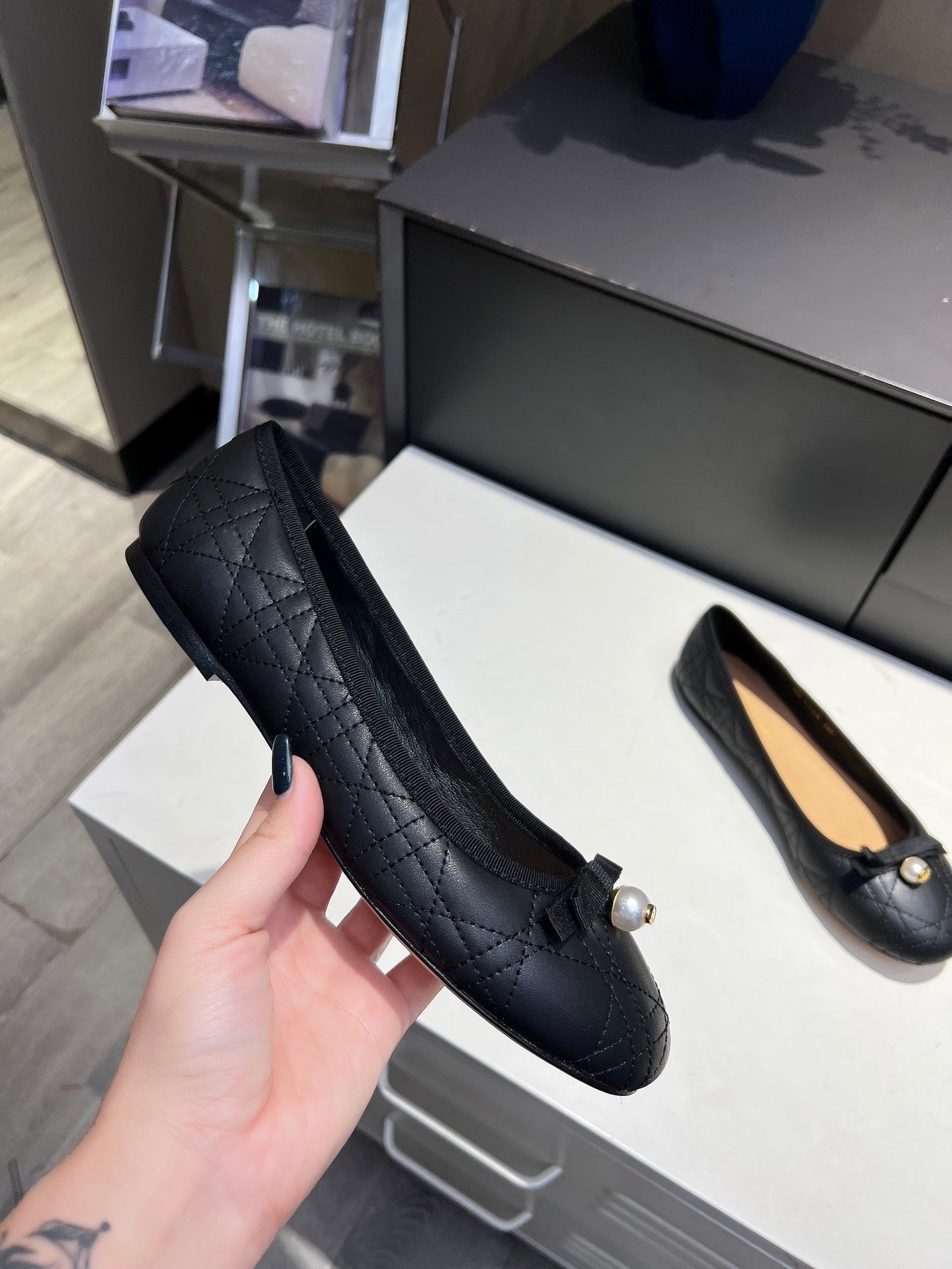 Black Quilted Ballet Flat